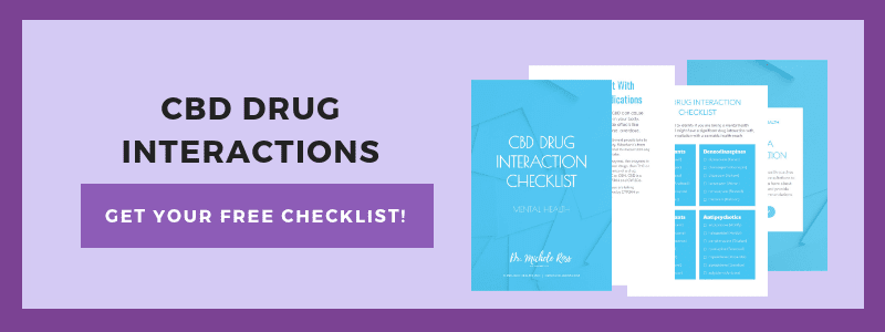 CBD Drug interactions for mental health medications checklist by dr. michele ross