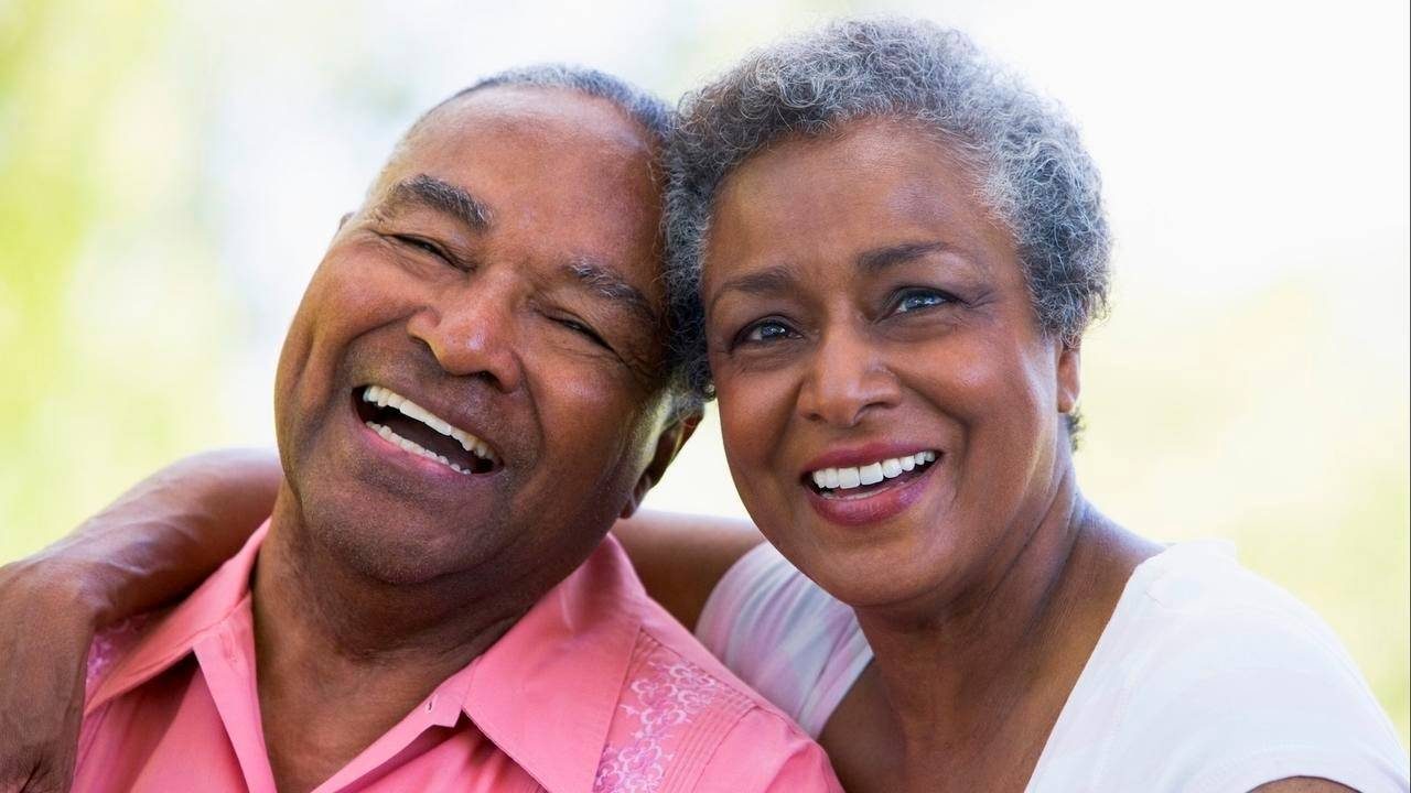 african-american older couple laughing