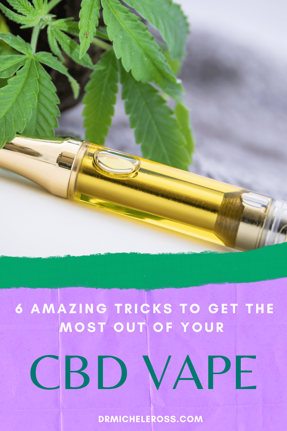 hemp oil vape pen next to cbd cannabis plant