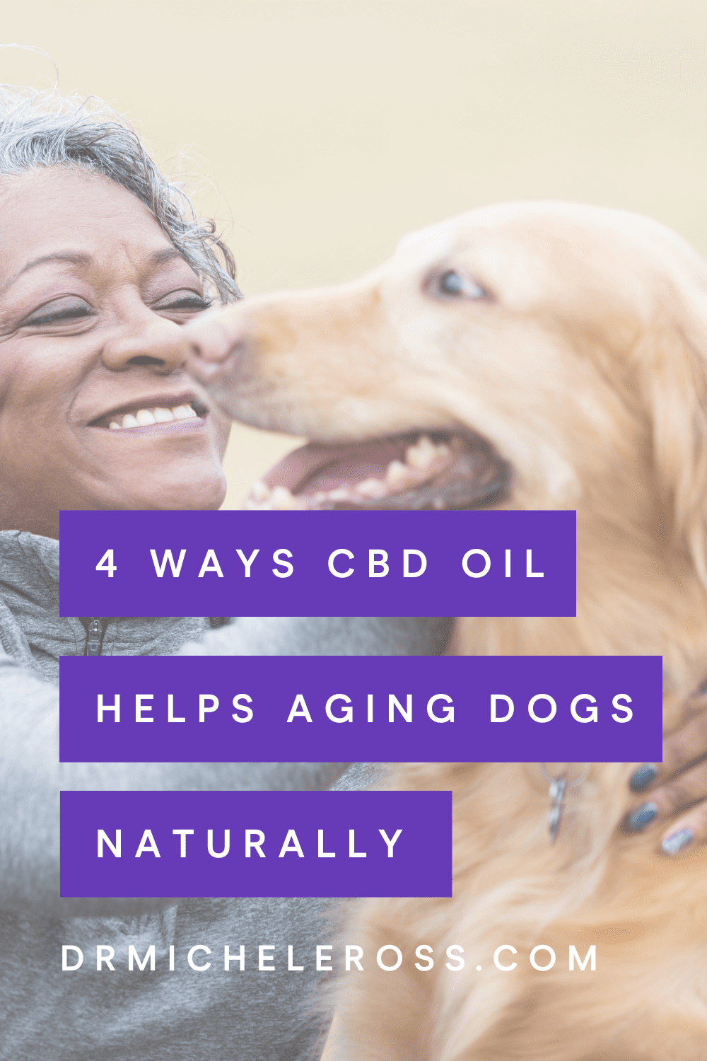 grandma with arthritis playing with old dog taking CBD oil