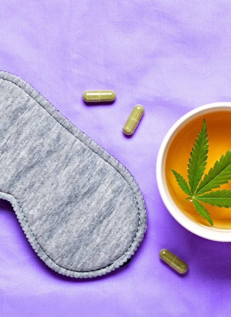 cannabis tea pot leaf weed pills sleep mask