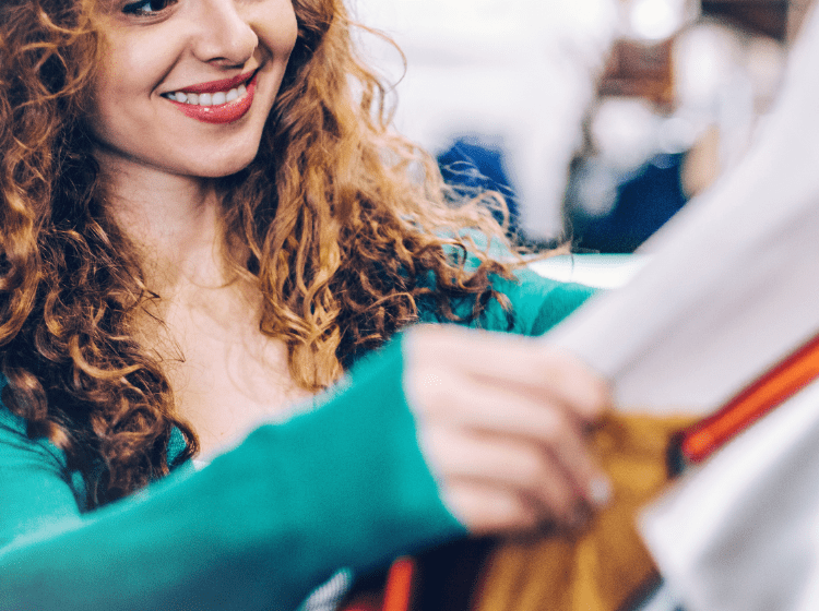 woman shopping for good fitting clothes