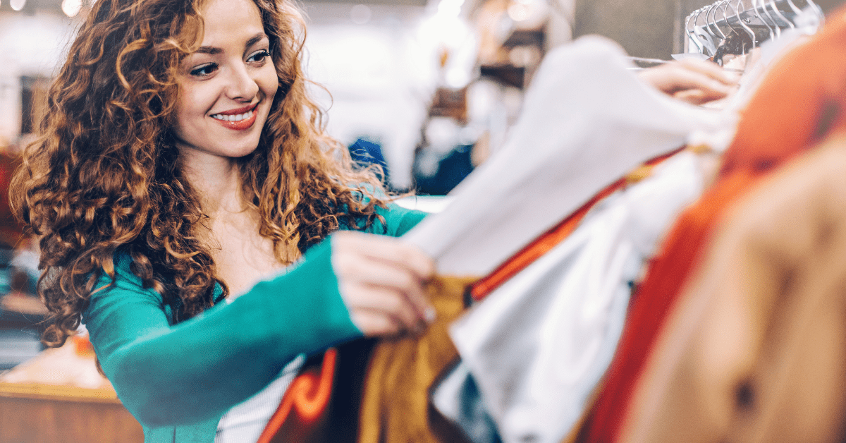 young woman shopping for new clothes