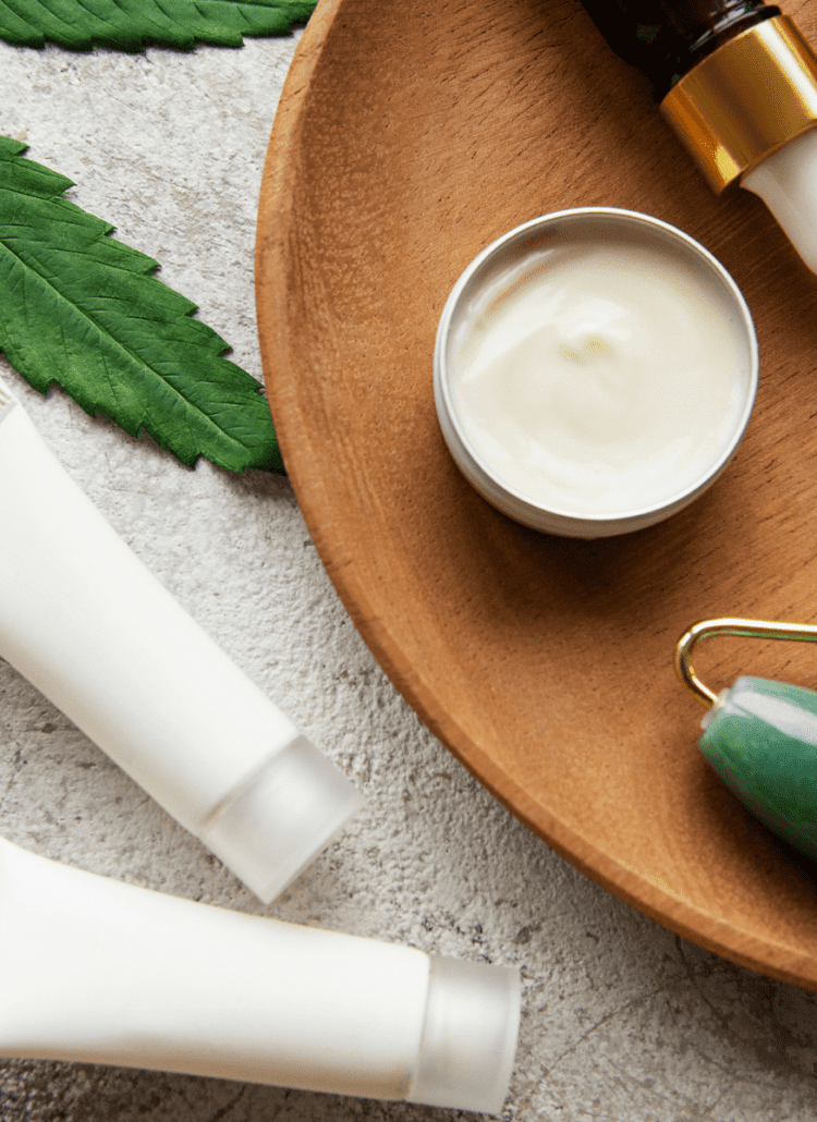 CBD oil skincare products cannabis leaf