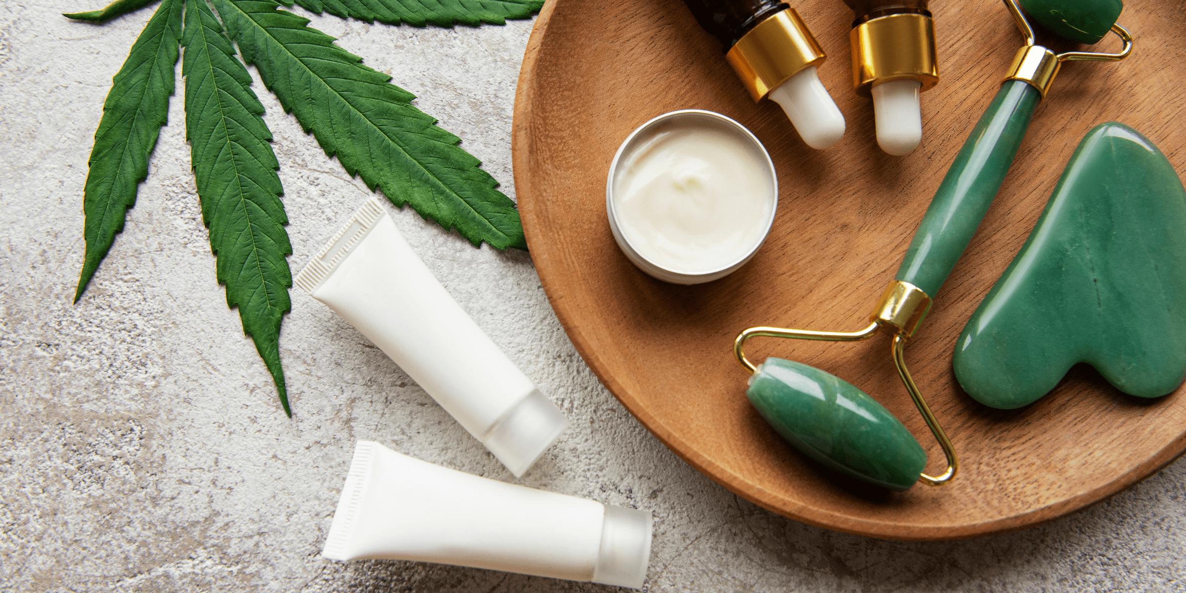 CBD oil skincare products cannabis leaf