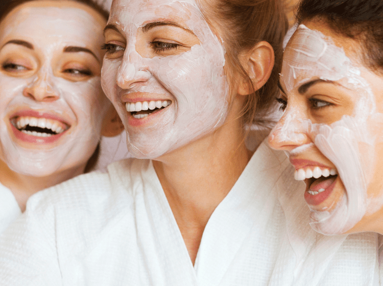 women pampering themselves with face masks selfcare