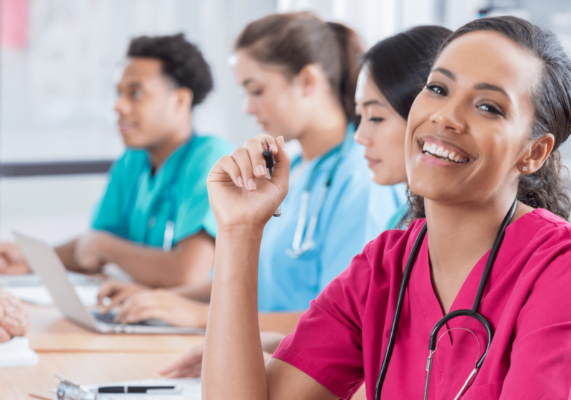 young black woman studying to be nurse in college