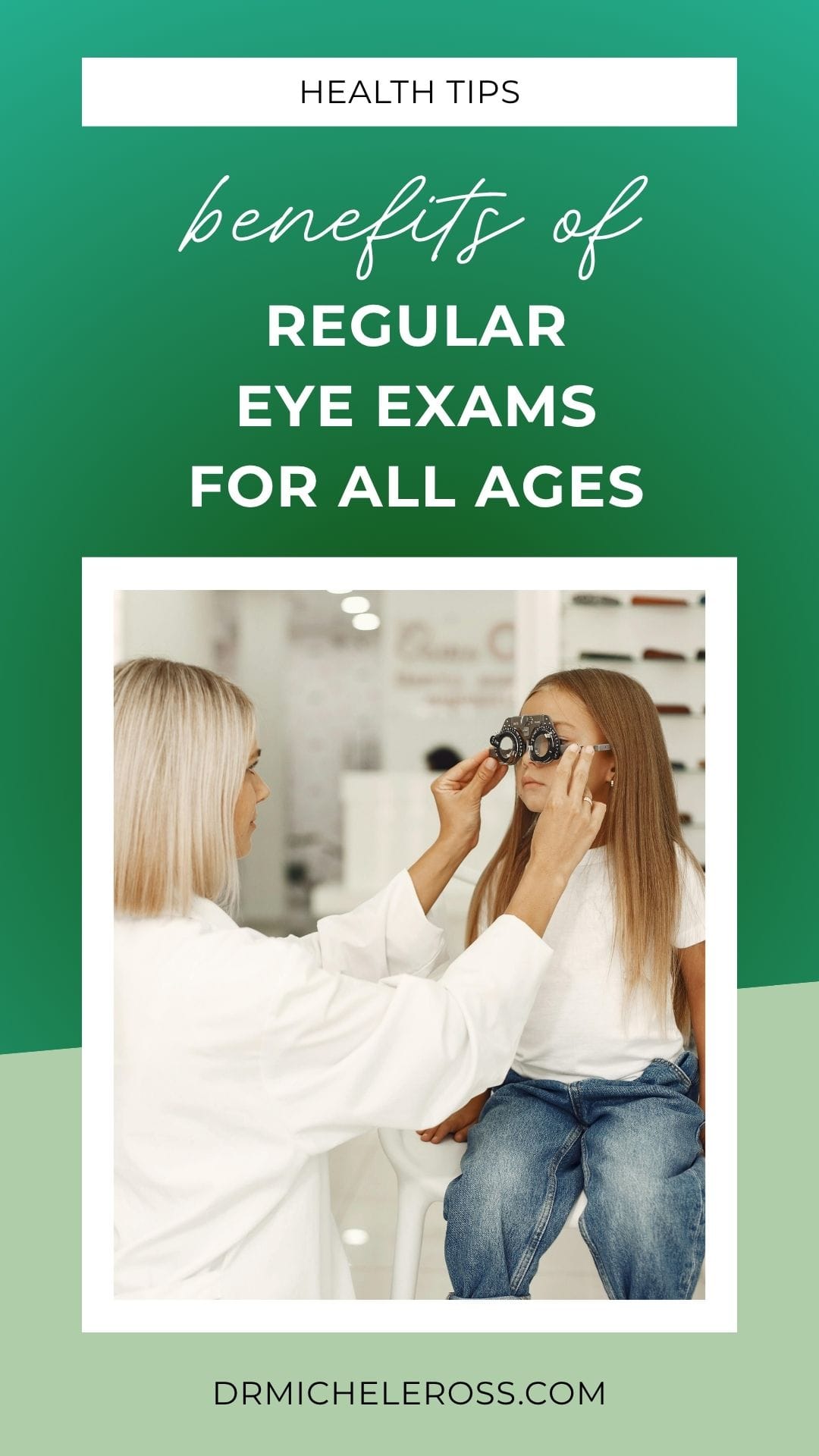 young girl getting vision exam at opthamologist