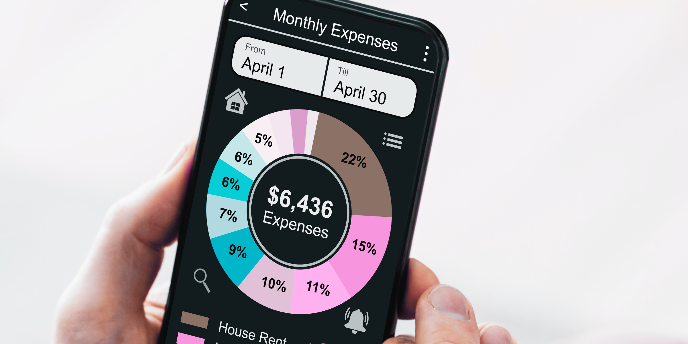 financial health tracking monthly expenses on iphone app