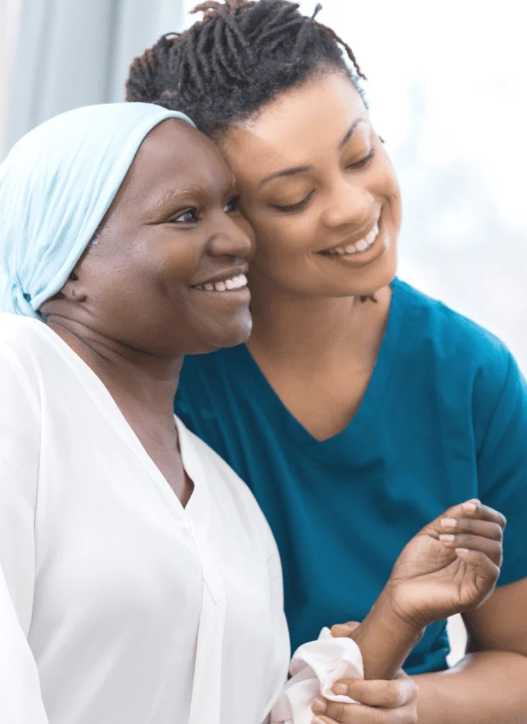 black nurse volunteering with refugee