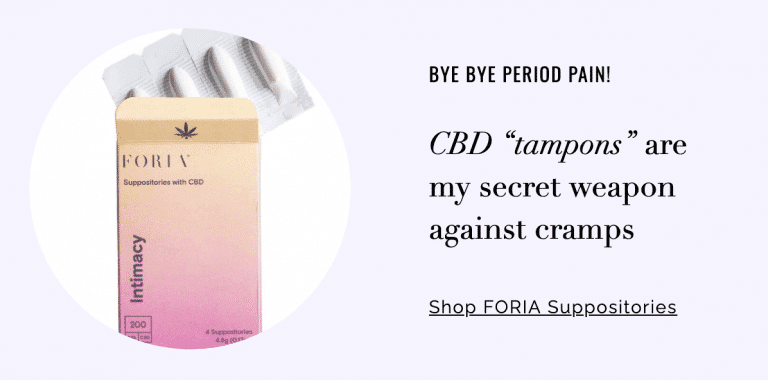 bye bye period pain Foria CBD Suppositories