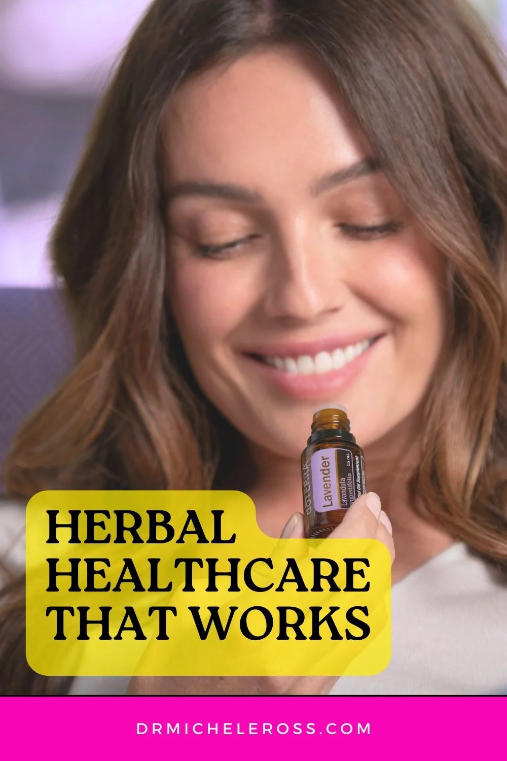 woman inhaling relaxing scent of lavender before she goes to bed