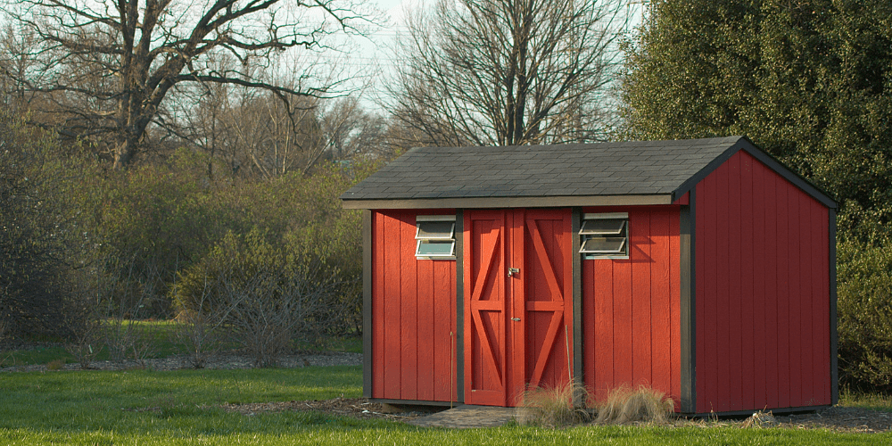 red shed in backyard to grow cannabis in