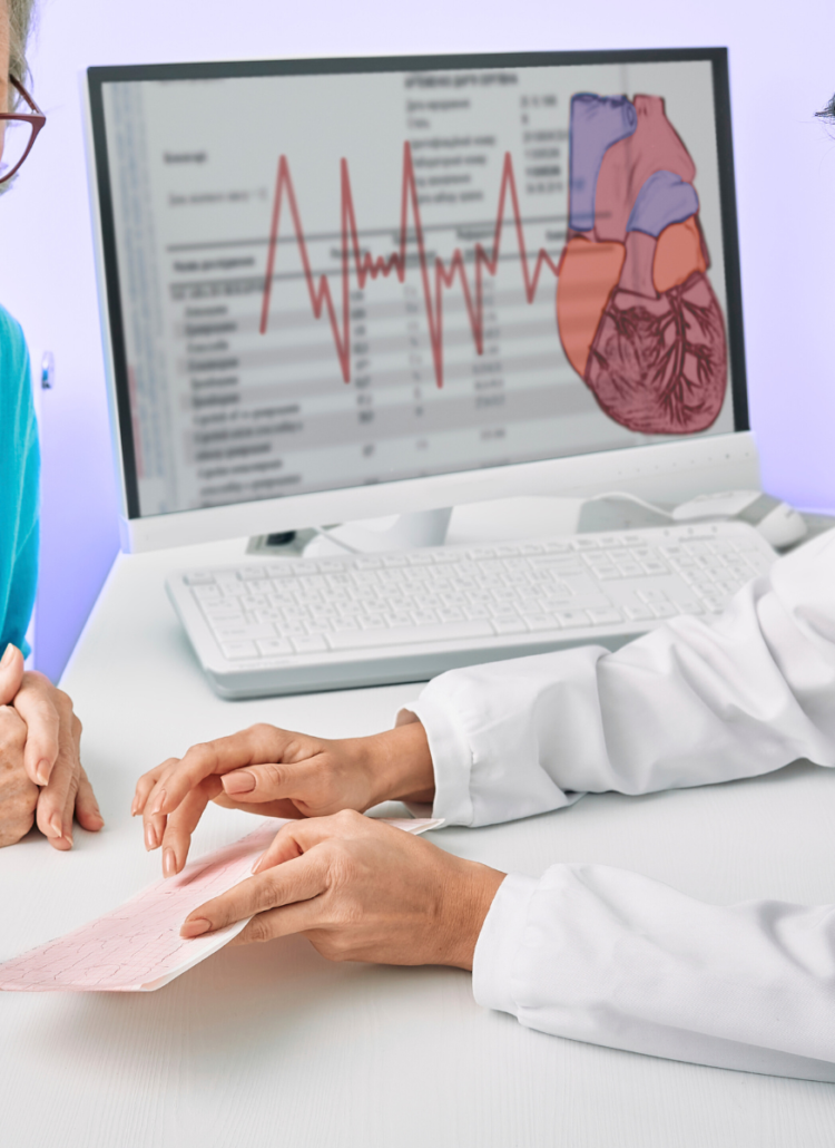 senior woman consulting cardiologist about heart health