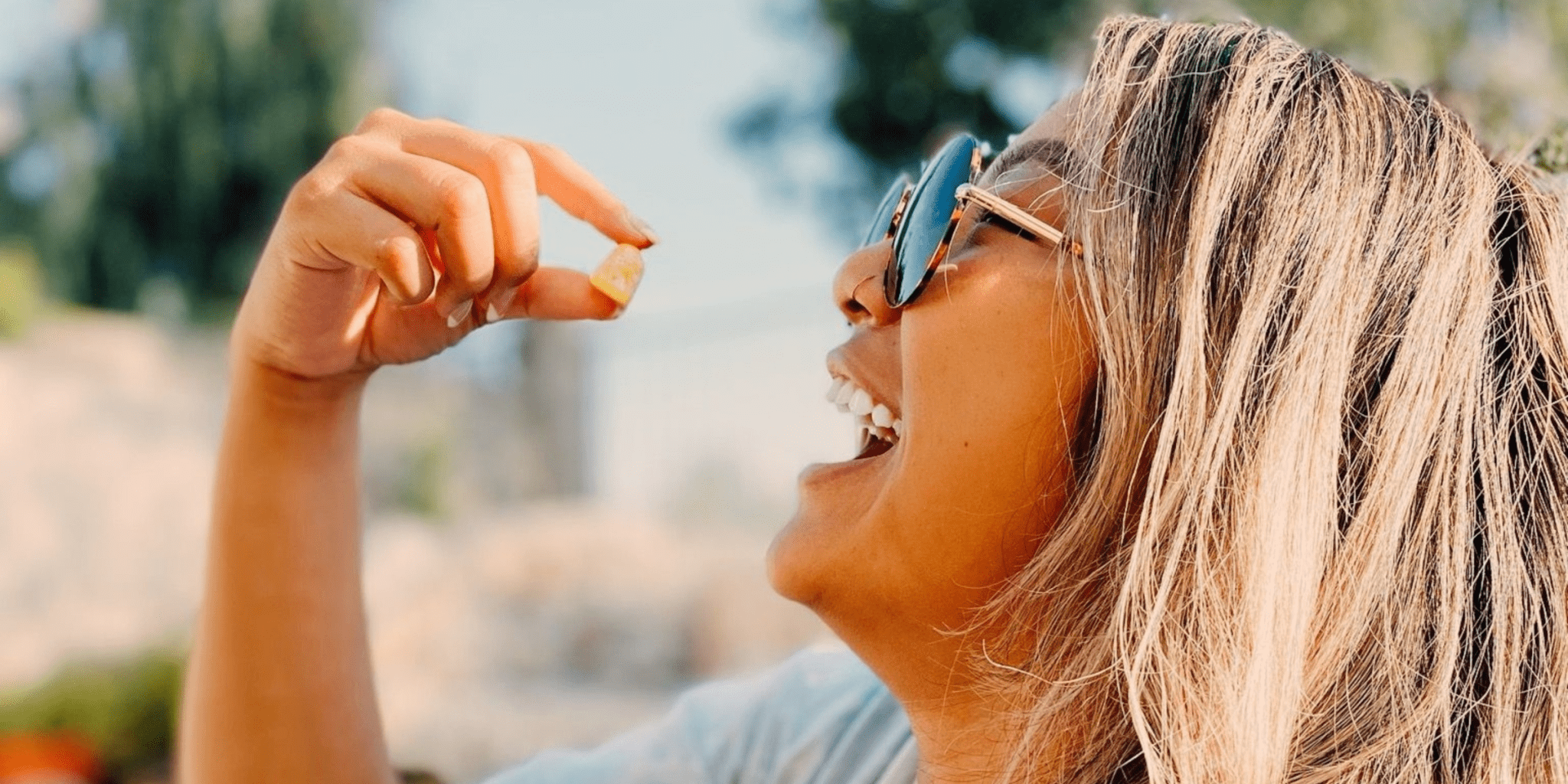 pregnant woman eating CBD gummies