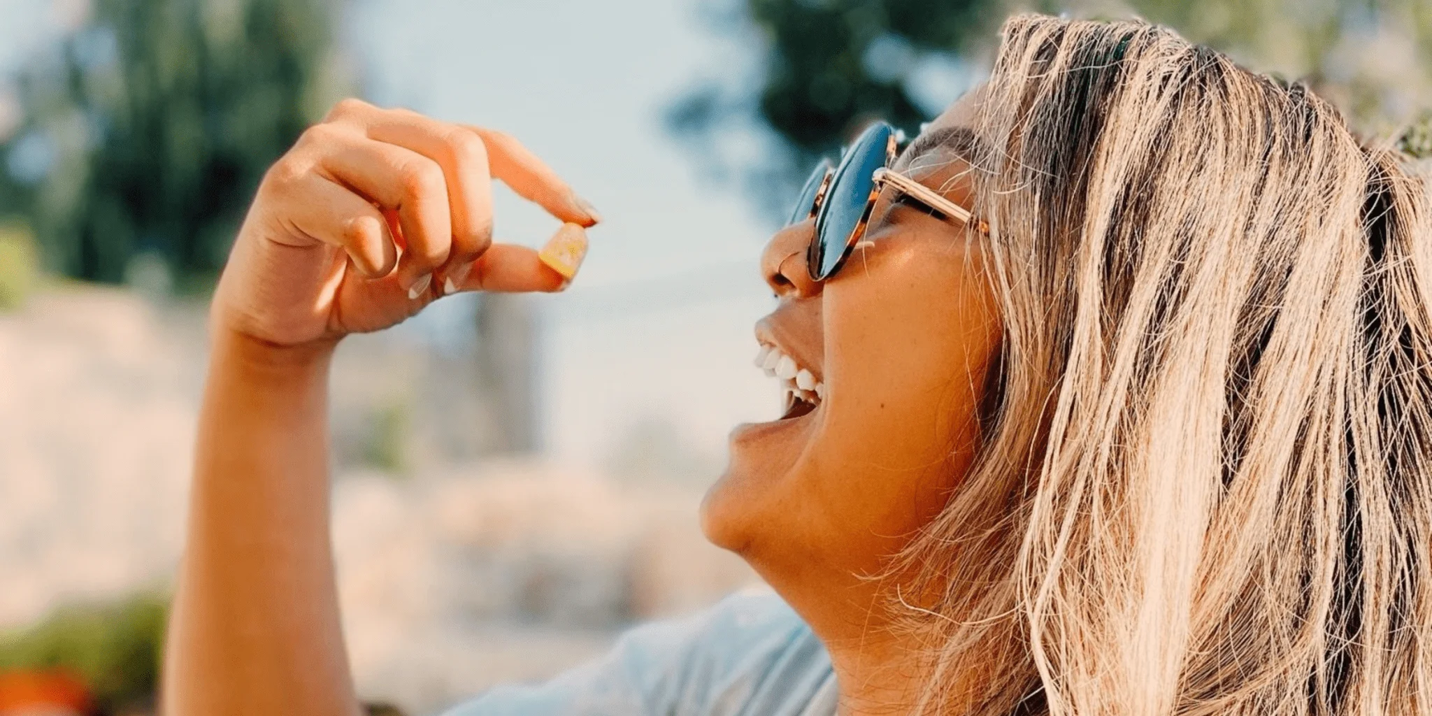pregnant woman eating CBD gummies
