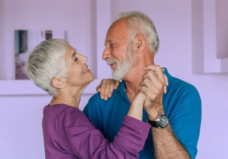 senior couple embracing before having sex