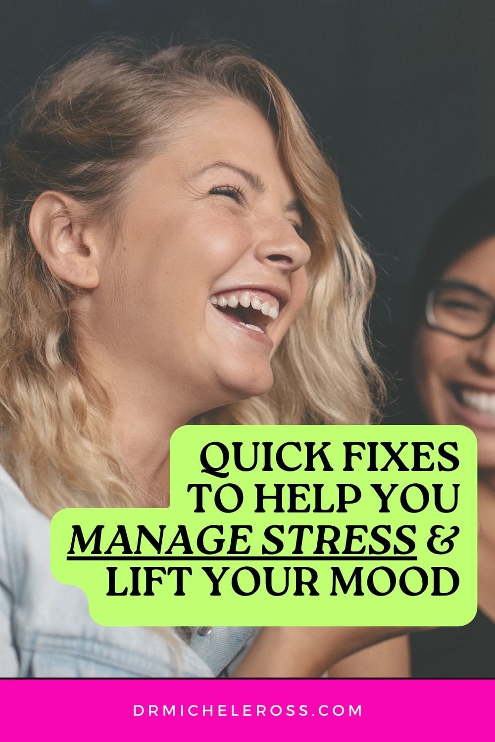 woman laughing in the movie theater releasing stress