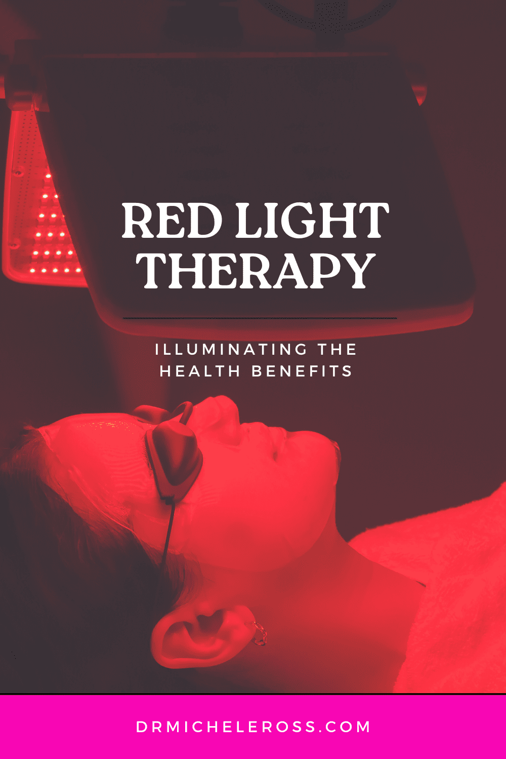 woman with face mask on inside red light therapy machine detoxing 