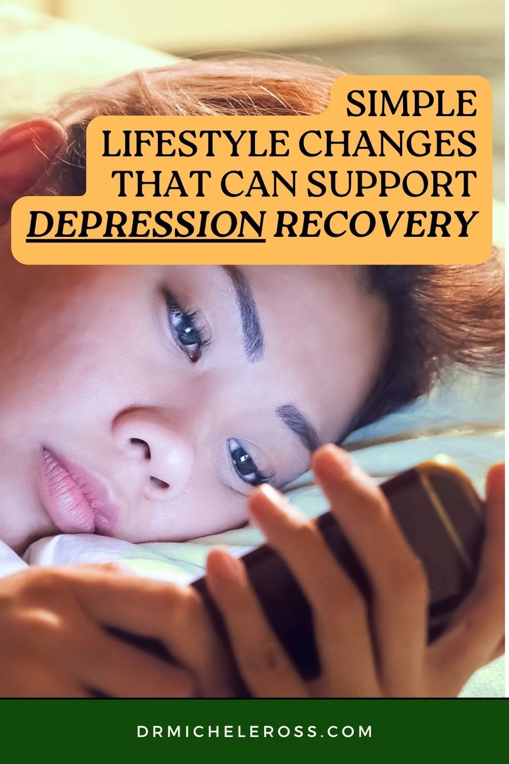 asian woman doomscrolling on phone before bed can't sleep and depressed