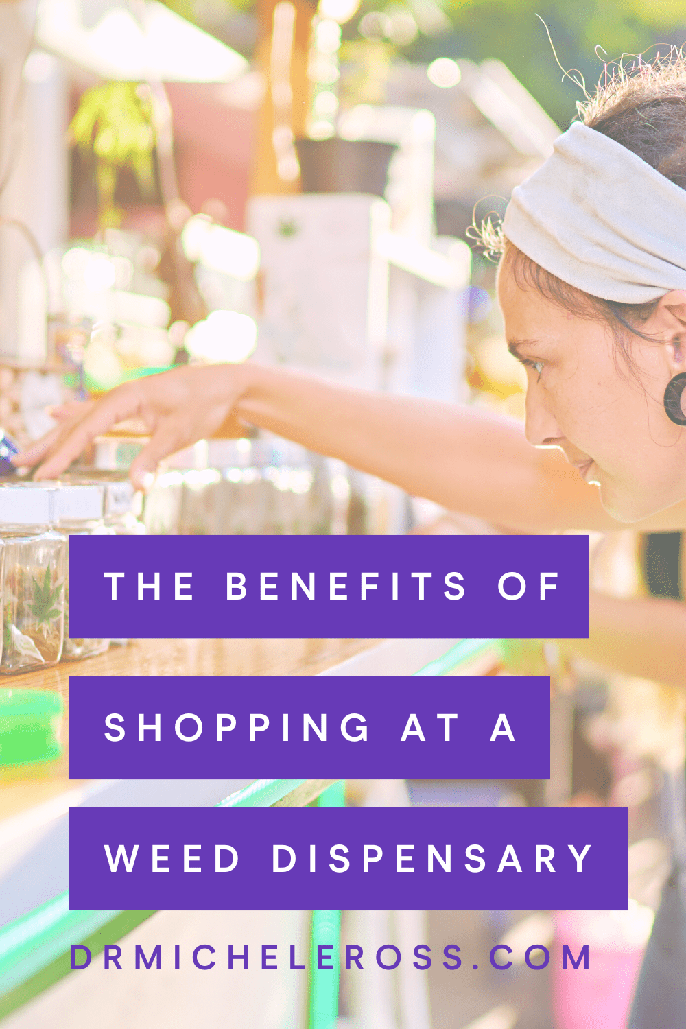 woman buying weed at a cannabis dispensary outdoors in california