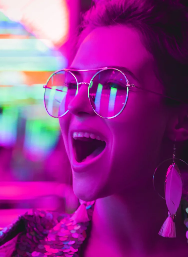 Young Woman tripping on acid or microdosing and enjoying LSD in Toronto Canada