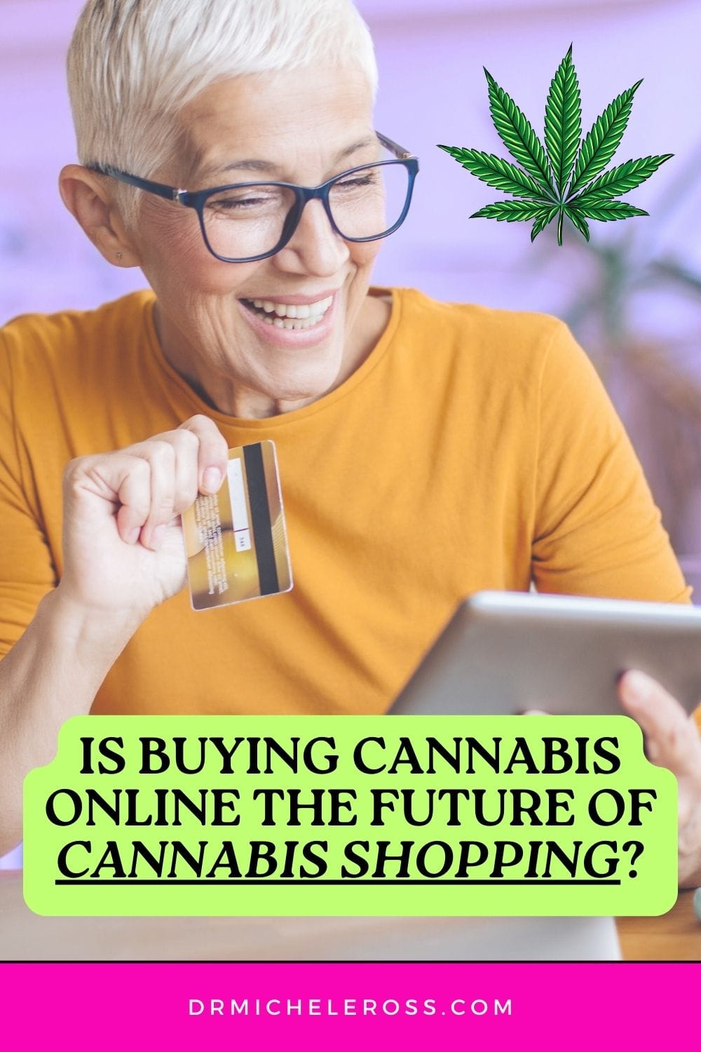 woman buying cannabis online with credit card with customized weed quiz