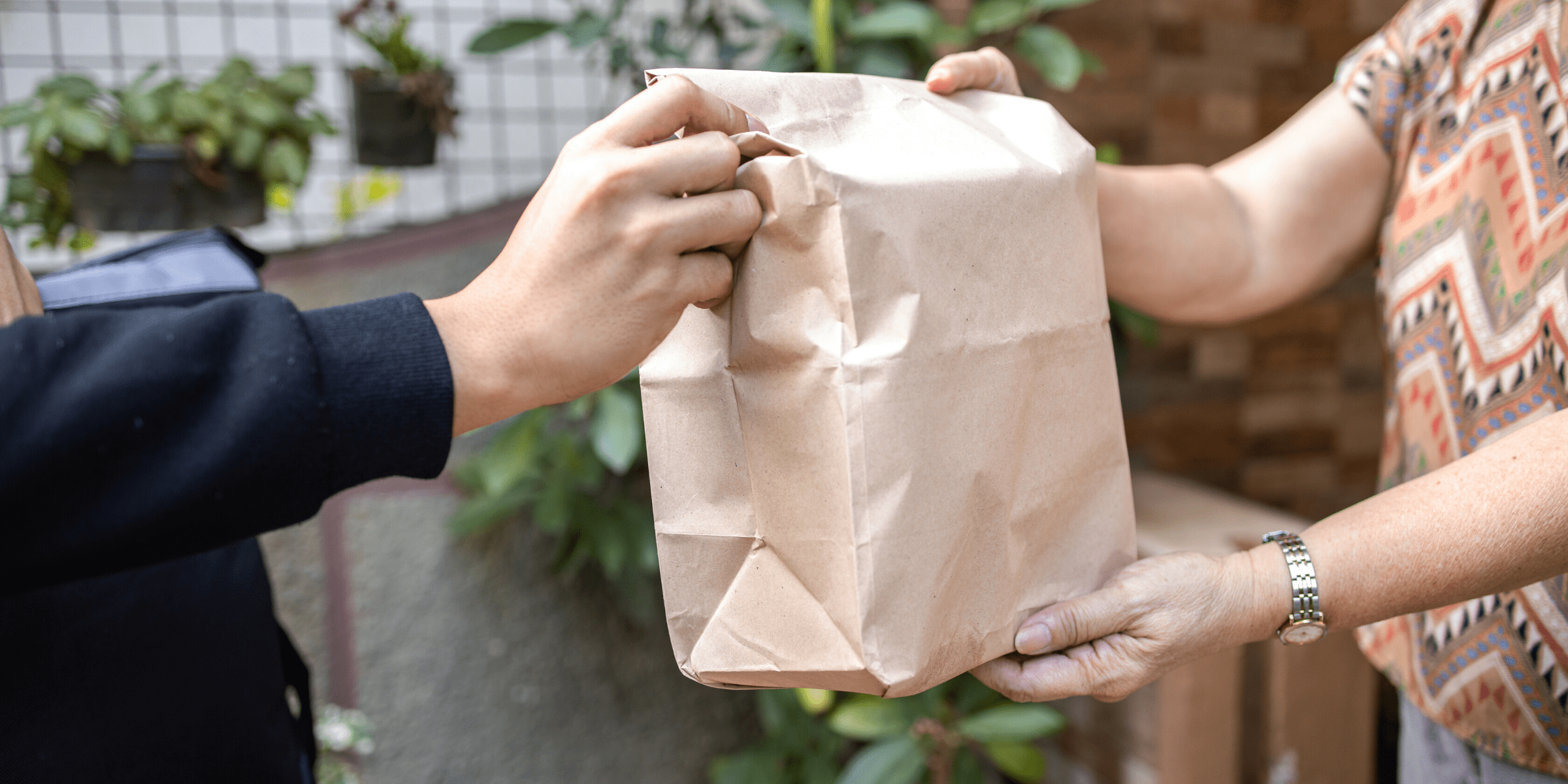 woman getting weed delivered to her house