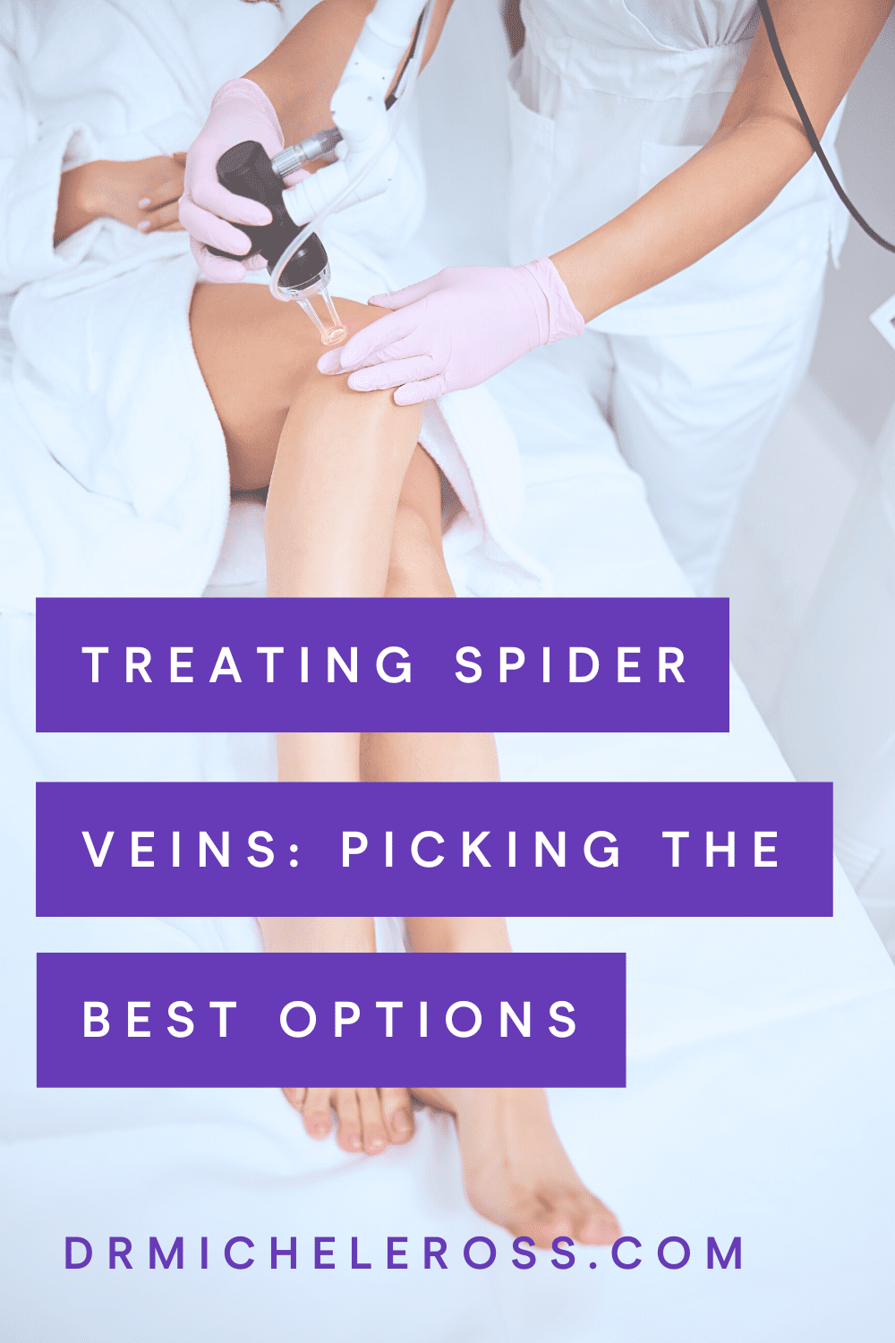 woman receiving laser therapy treatment for spider veins at doctor office