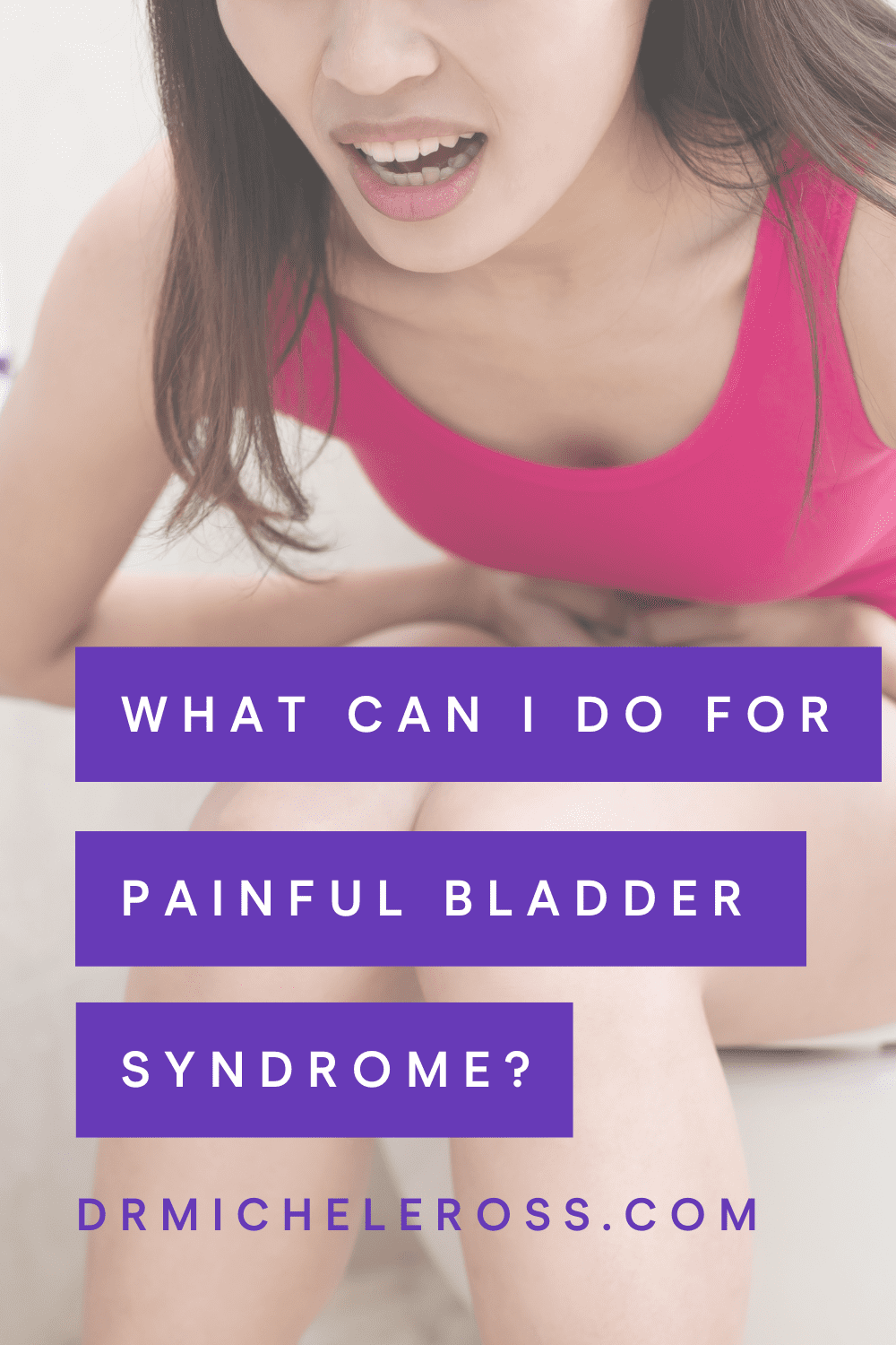 woman with interstitial cystitis bladder pain peeing on toilet