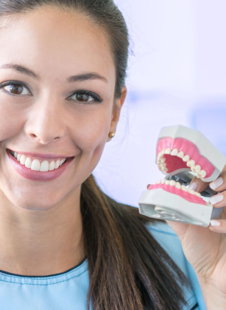 female orthodontist explain what gum disease and dental treatment are