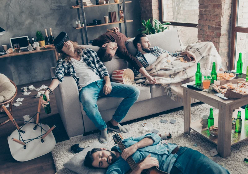 guys get get too high by drinking alcohol and smoking weed at christmas party
