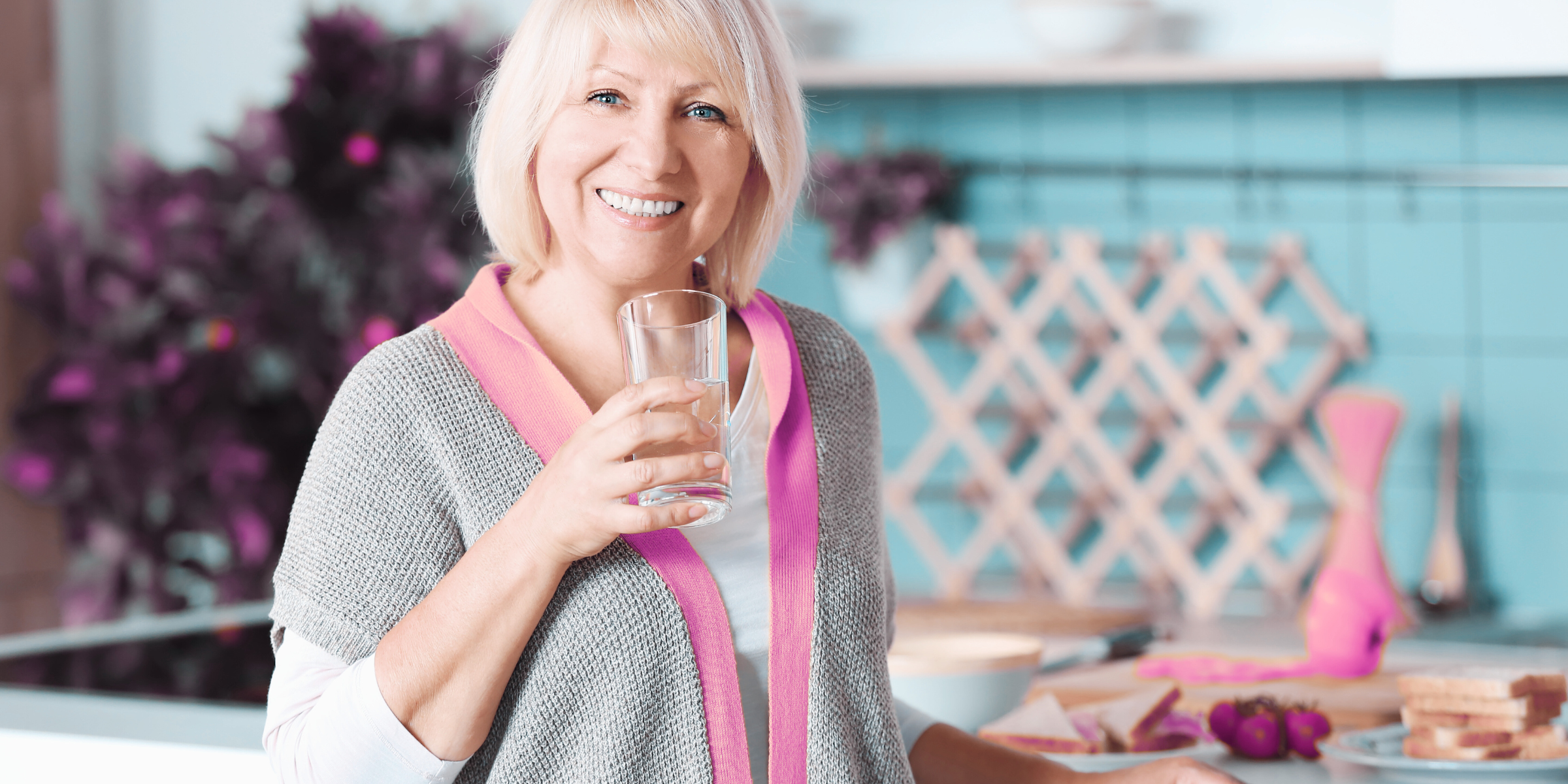 senior woman Stays Hydrated and Avoid Toxins by drinking water instead of soda