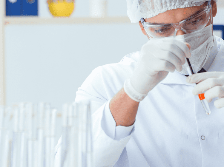 lab tech testing blood for marijuana drugs